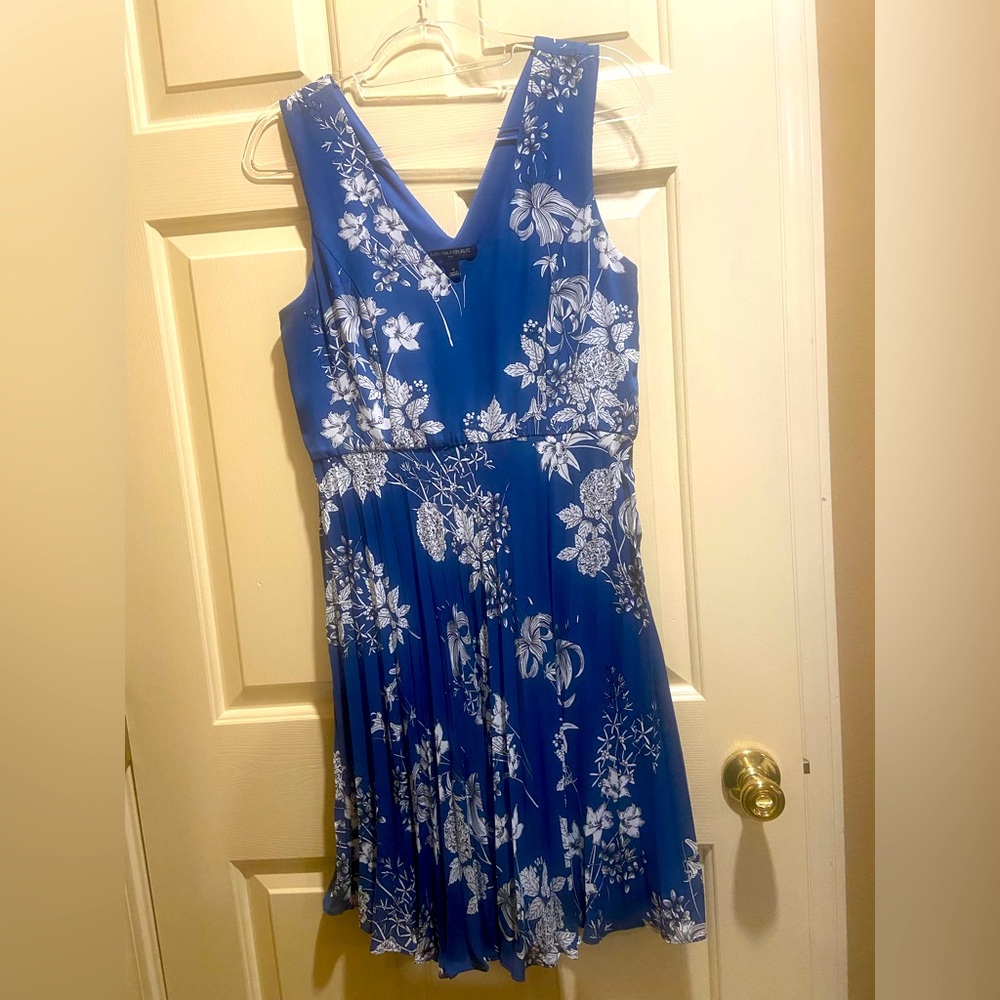 Blue Floral Sleeveless Dress